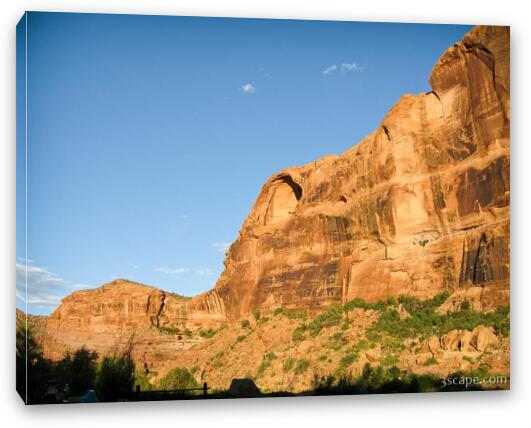 Morning light on the rock face above Goose Island campground Fine Art Canvas Print