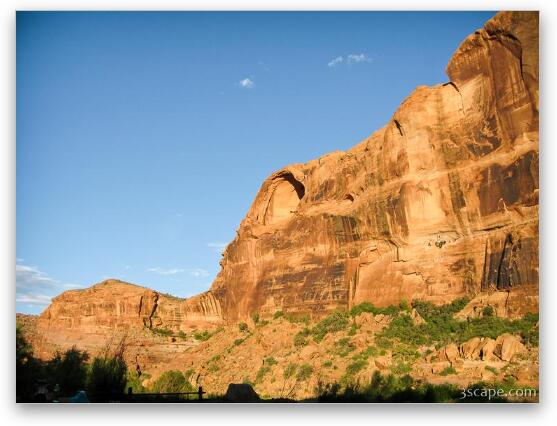 Morning light on the rock face above Goose Island campground Fine Art Metal Print