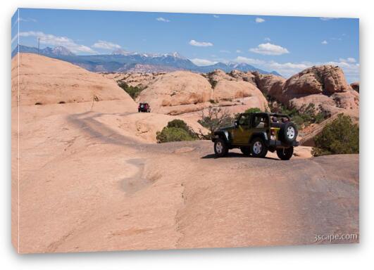 Jeep Rubicon on Little Lion Back slickrock 4x4 trail Fine Art Canvas Print