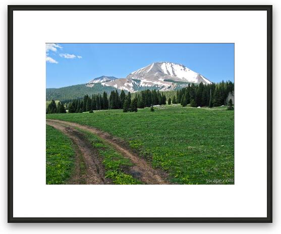 4x4 trail into the La Sal mountains near Burro Pass Framed Fine Art Print