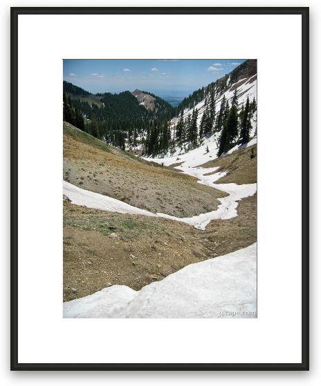 View down the valley from Burro Pass, La Sal mountains Framed Fine Art Print