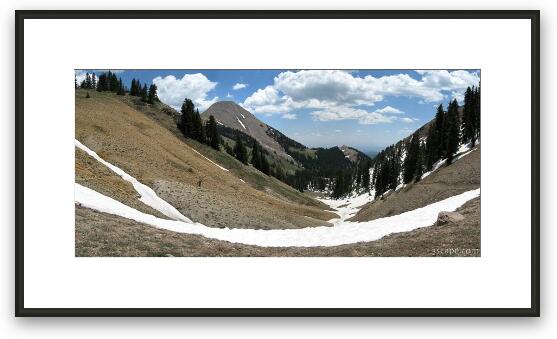 Panoramic view of the La Sal mountains from Burro Pass Framed Fine Art Print