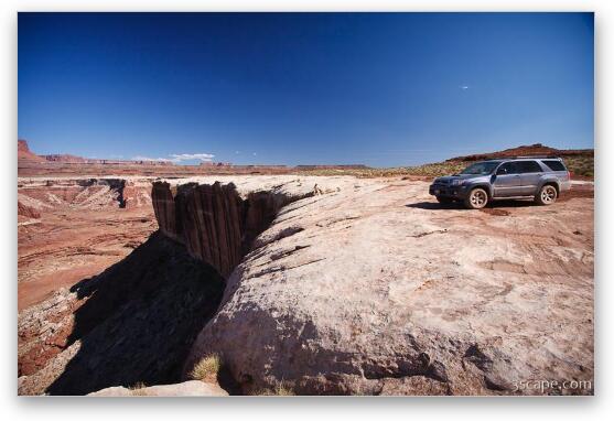 Toyota 4Runner on a cliff edge Fine Art Metal Print