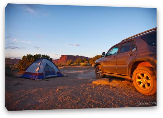 Toyota 4Runner and tent at Murphy Hogback campground Fine Art Canvas Print