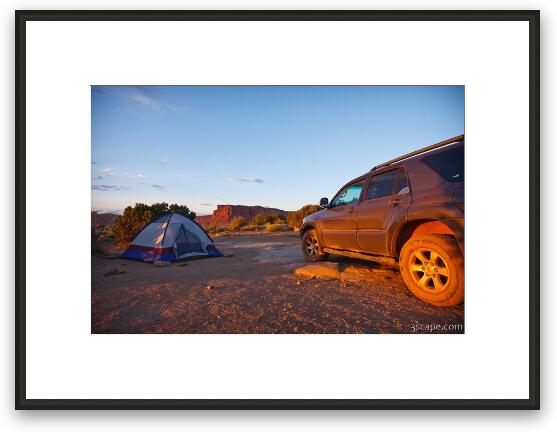 Toyota 4Runner and tent at Murphy Hogback campground Framed Fine Art Print