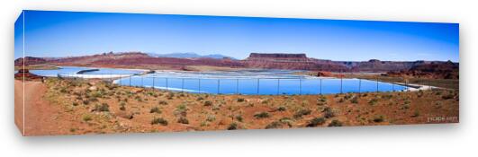 Panoramic of salt evaporation ponds along Potash Road Fine Art Canvas Print