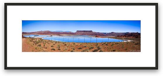 Panoramic of salt evaporation ponds along Potash Road Framed Fine Art Print