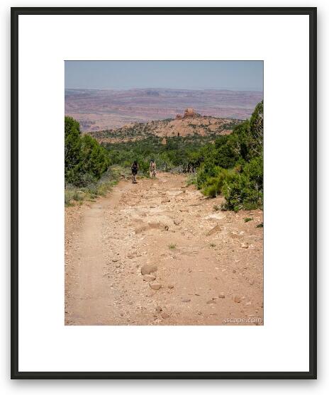 Mountain biking on Porcupine Rim trail Framed Fine Art Print