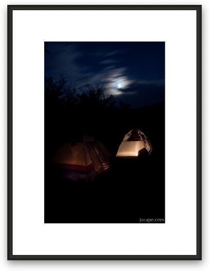 Night shot of camp site at Goose Island Framed Fine Art Print