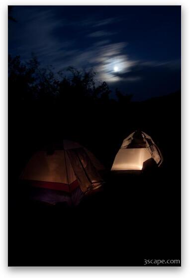 Night shot of camp site at Goose Island Fine Art Metal Print