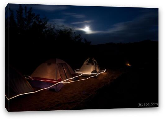 Night shot of camp site at Goose Island Fine Art Canvas Print