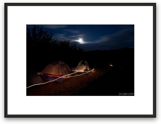 Night shot of camp site at Goose Island Framed Fine Art Print
