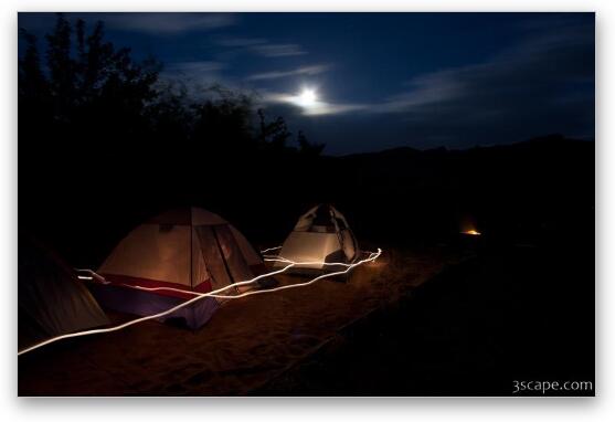 Night shot of camp site at Goose Island Fine Art Print