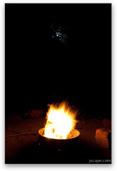 Campfire and moonlight Fine Art Metal Print