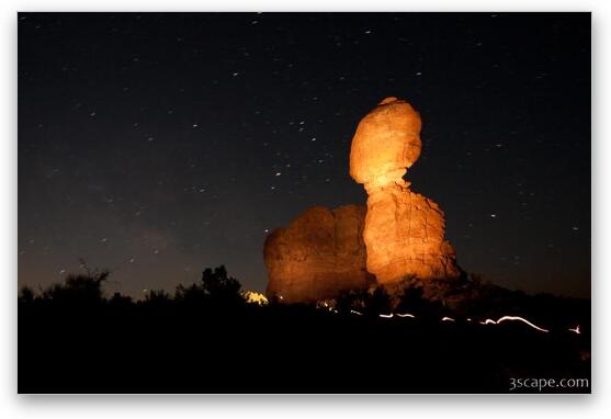Painting with light - Balanced Rock in Arches National Park Fine Art Print