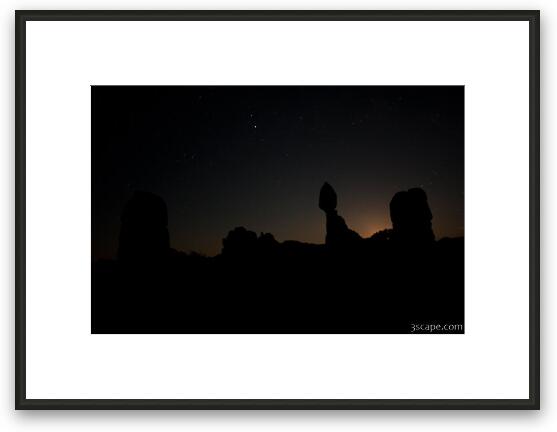 Silhouette of Balanced Rock in Arches National Park Framed Fine Art Print