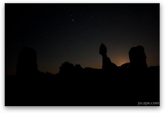 Silhouette of Balanced Rock in Arches National Park Fine Art Metal Print