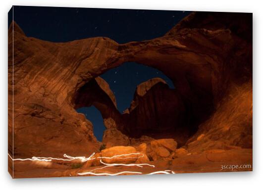 Painting with light - Double Arch in Arches National Park Fine Art Canvas Print