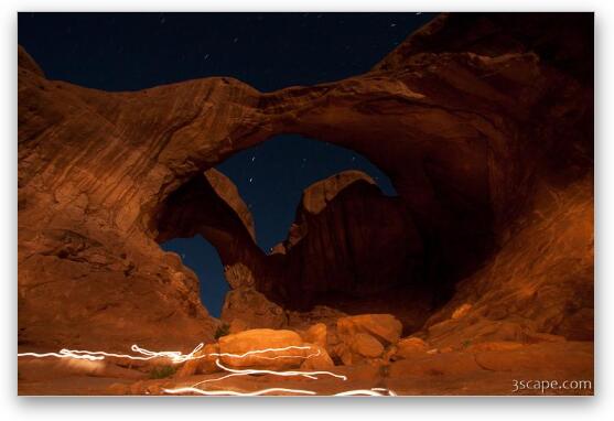 Painting with light - Double Arch in Arches National Park Fine Art Metal Print