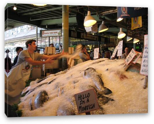 Fish throwing at Pike Place Fish Market Fine Art Canvas Print