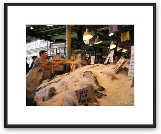 Fish throwing at Pike Place Fish Market Framed Fine Art Print