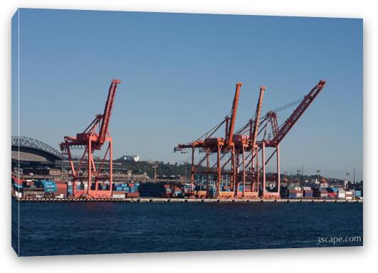 Huge ship cranes in Port of Seattle Fine Art Canvas Print