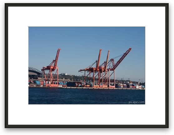 Huge ship cranes in Port of Seattle Framed Fine Art Print