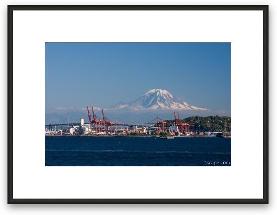 Port of Seattle with Mount Rainier Framed Fine Art Print