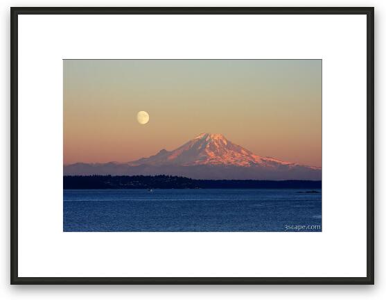Moon Over Mount Rainier Framed Fine Art Print