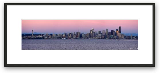 Seattle panoramic at dusk Framed Fine Art Print