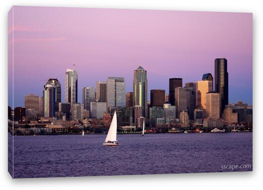 Sailing Seattle at Dusk Fine Art Canvas Print