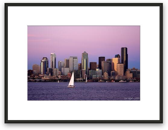 Sailing Seattle at Dusk Framed Fine Art Print