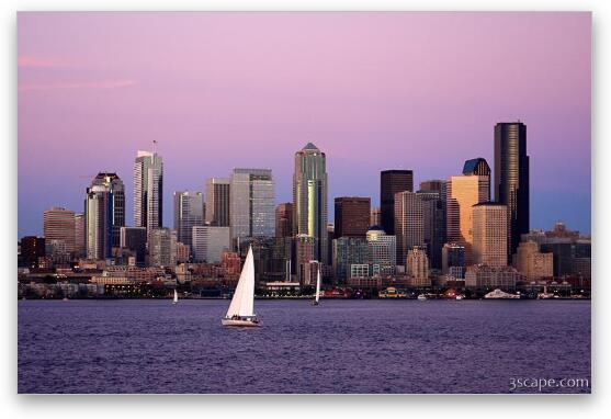 Sailing Seattle at Dusk Fine Art Print