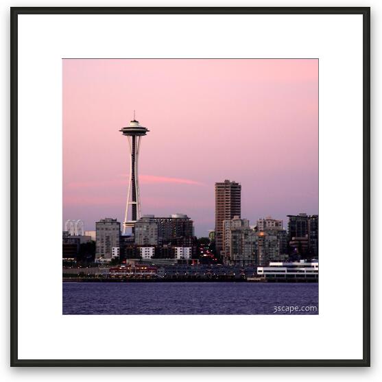 Seattle Space Needle at dusk Framed Fine Art Print