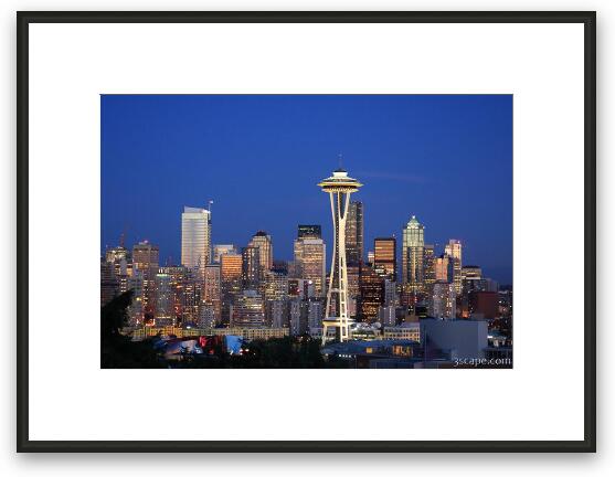 Seattle at Dusk Framed Fine Art Print