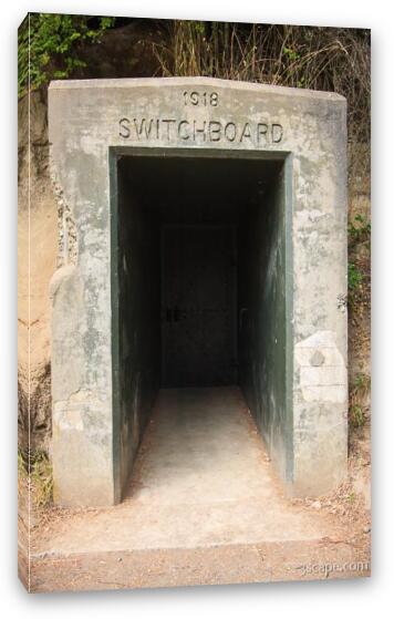 Entrance to underground switchboard, 1918 Fine Art Canvas Print