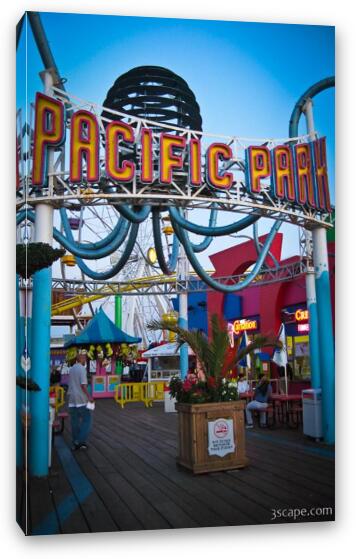Pacific Park amusement park at Santa Monica Pier Fine Art Canvas Print