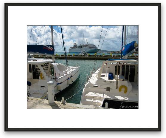 Cruise ship in Road Town Framed Fine Art Print