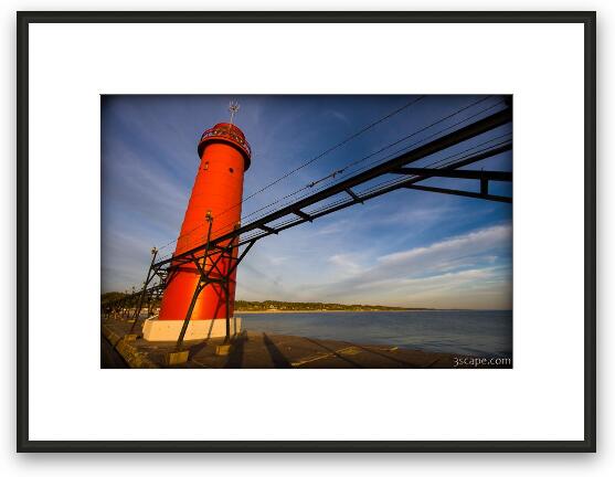 Grand Haven pier and lighthouse Framed Fine Art Print