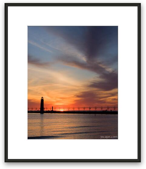 Lake Michigan sunset with bold sky Framed Fine Art Print
