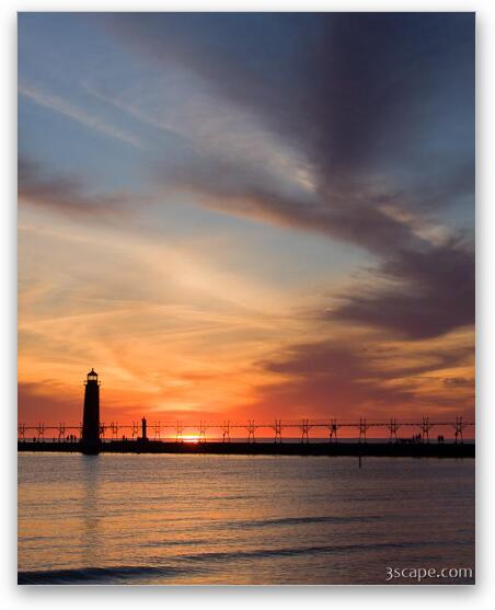 Lake Michigan sunset with bold sky Fine Art Print