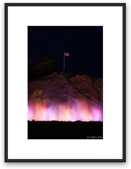Musical Fountain and American flag Framed Fine Art Print