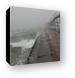 Pier in fog and waves Canvas Print