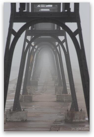 Pier in fog Fine Art Metal Print