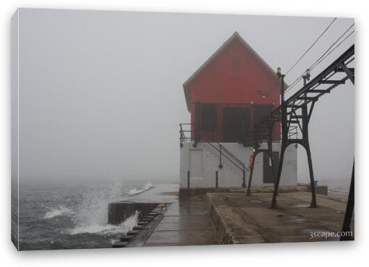 Grand Haven lighthouse in thick fog Fine Art Canvas Print