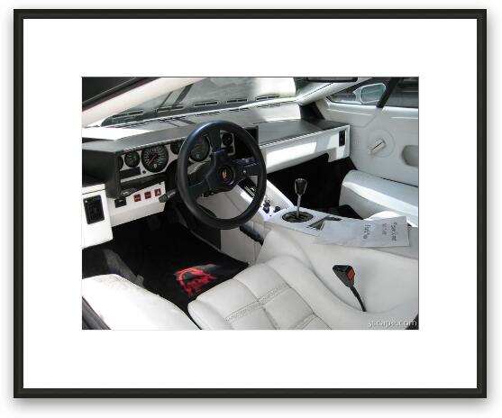 Vintage white Lamborghini interior Framed Fine Art Print