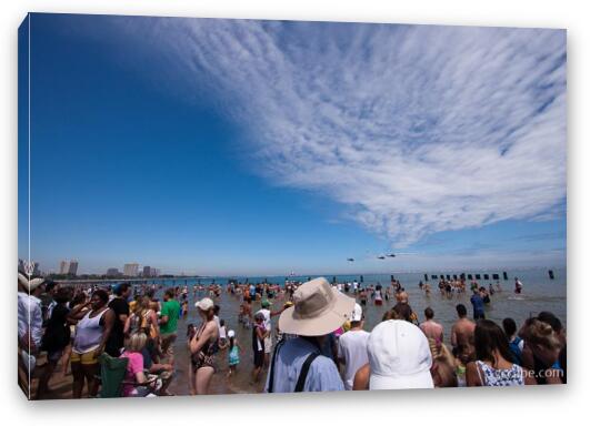 Crowds of people on the Chicago lakeshore Fine Art Canvas Print