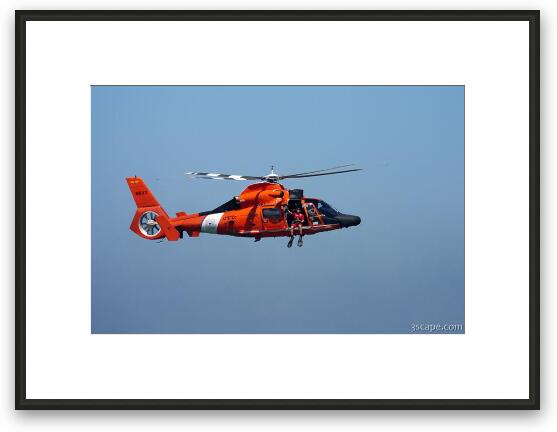 US Coast Guard Rescue Helicopter Framed Fine Art Print
