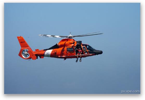 US Coast Guard Rescue Helicopter Fine Art Metal Print