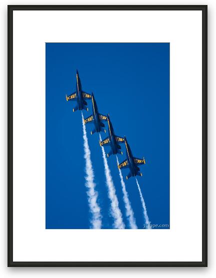 Blue Angels in tight formation Framed Fine Art Print